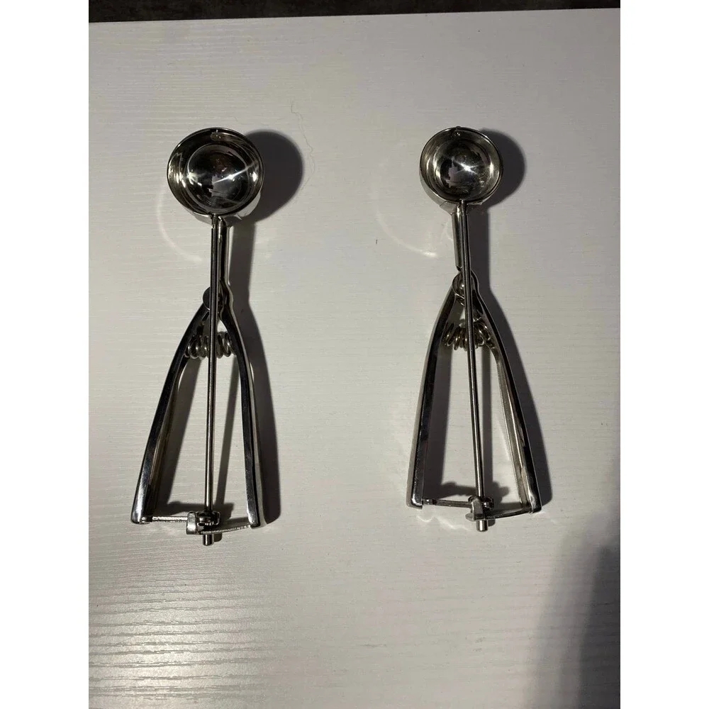 Set of 2 Stainless Steel Cookie Dough Scoops Trigger Release Baking